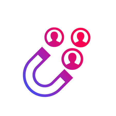 customer retention icon with magnet and clientsのイラスト素材