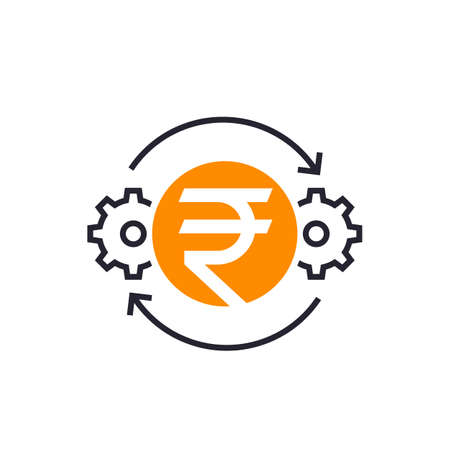 cost optimization icon with rupee, line vectorのイラスト素材