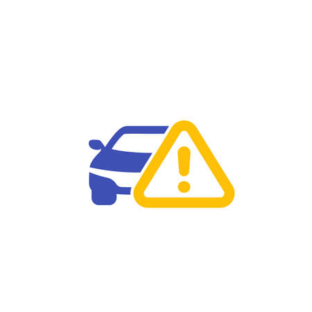 car and warning icon on whiteのイラスト素材