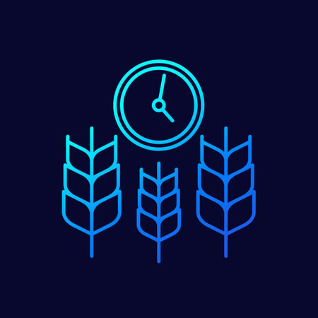 crops and time, agriculture line iconのイラスト素材