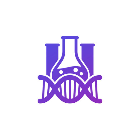 biotechnology and genetic testing vector icon with dnaのイラスト素材
