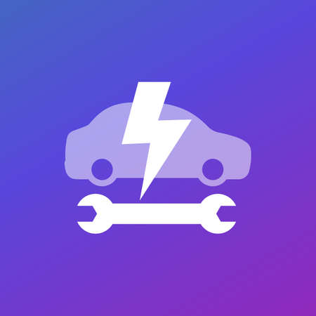 electric car, ev service vector iconのイラスト素材