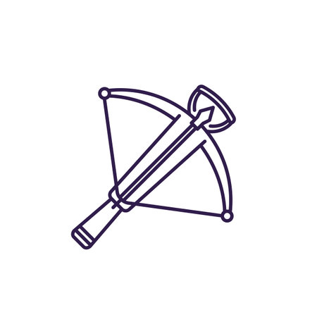 crossbow, arbalest line icon on whiteのイラスト素材