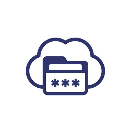 cloud folder with password, vector iconのイラスト素材
