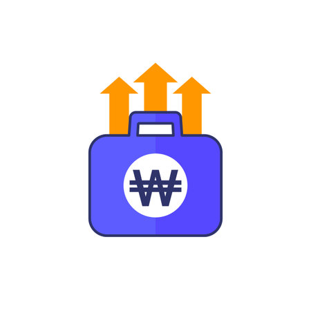 portfolio growth icon with won, vectorのイラスト素材