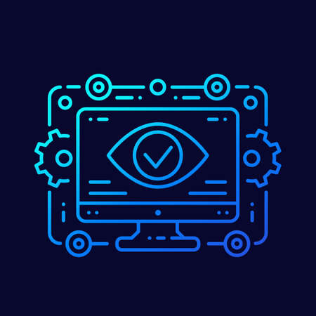 Monitoring, data analysis linear vector artのイラスト素材