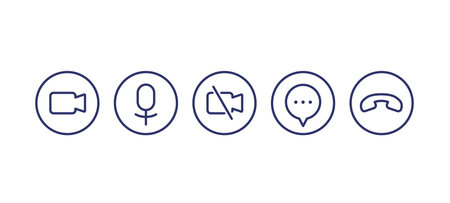 Video call line icons for interface