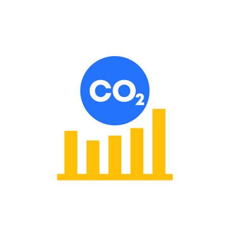 carbon offset, co2 graph iconのイラスト素材