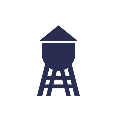 water tower icon on white, vectorのイラスト素材