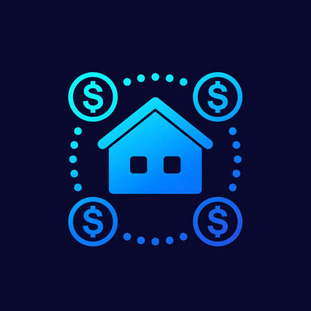 Auction house vector icon, real estate conceptのイラスト素材