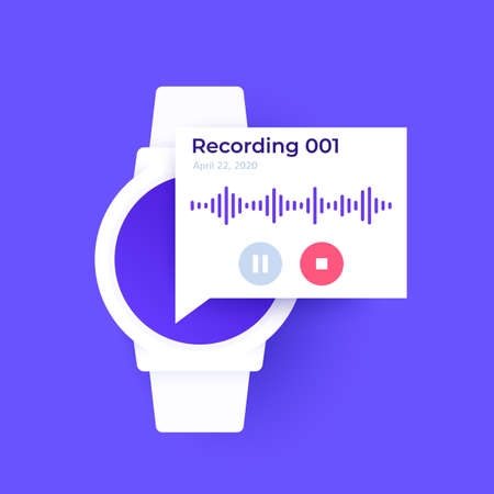 Audio recording in smart watch, vector designのイラスト素材