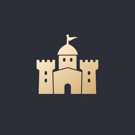 castle, fortress icon on darkのイラスト素材