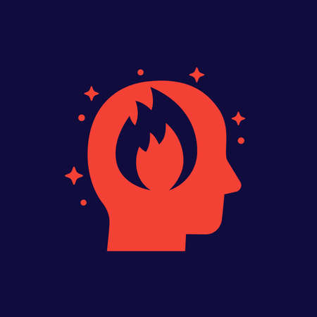 anger icon with head and fireのイラスト素材