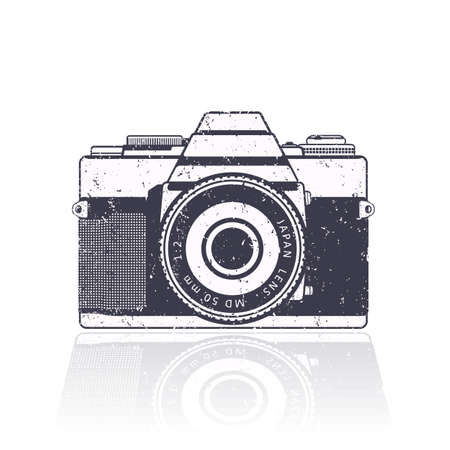 Retro camera, with grunge textureのイラスト素材