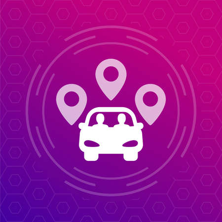 carpool icon with a car and passengers vectorのイラスト素材