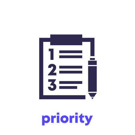 priority, prioritize icon on whiteのイラスト素材