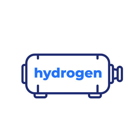 hydrogen storage, gas tank line iconのイラスト素材