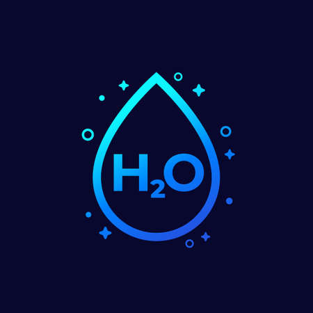 h2o icon with water drop, vectorのイラスト素材