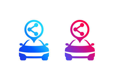 carsharing service vector logo, car sharing iconのイラスト素材