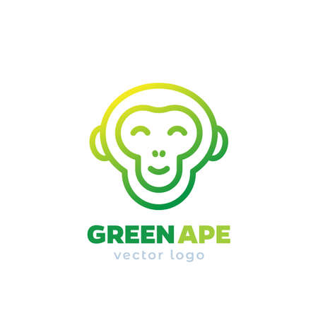 ape, chimp logo design in line styleのイラスト素材