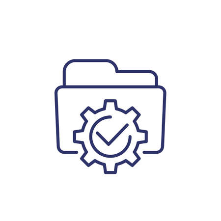 project management line icon with folderのイラスト素材