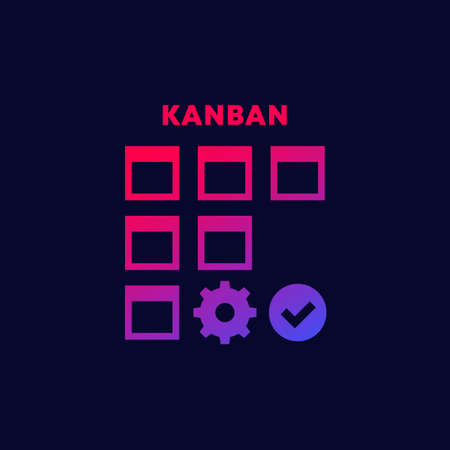 Kanban lean method, project management vector iconのイラスト素材