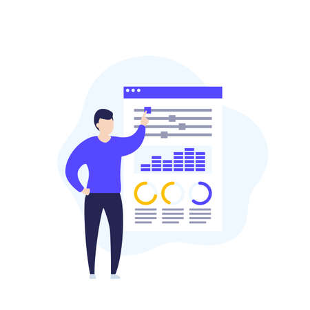 data analytics, man at the dashboardのイラスト素材
