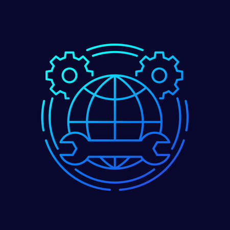 network settings line icon for web and appsのイラスト素材