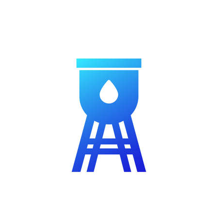 water tower, tank icon on whiteのイラスト素材