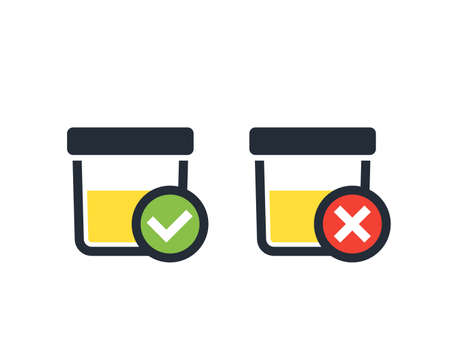 urine test, good and bad samples icon, vectorのイラスト素材