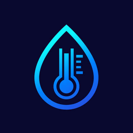 water temperature icon with thermometer, vectorのイラスト素材