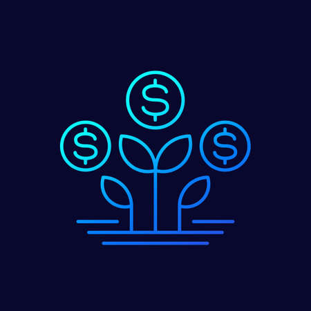 Ilustración de Passive income, growing money line vector icon - Imagen libre de derechos