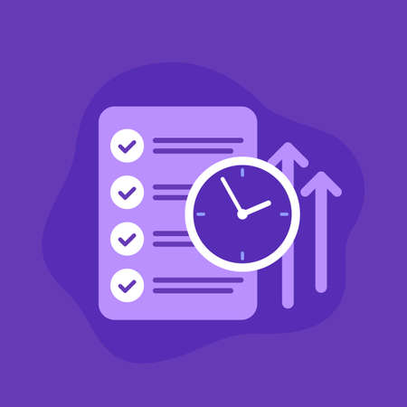 time management vector icon with checklist and clockのイラスト素材
