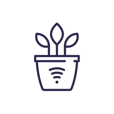 Smart pot for plants line iconのイラスト素材