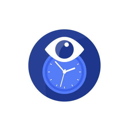 eye and clock, time icon, flat vectorのイラスト素材