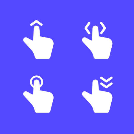 Swipe up, left and right, push icons, hand gestures vectorのイラスト素材