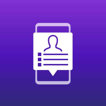 account info vector icon, profile, personal data in smart phoneのイラスト素材