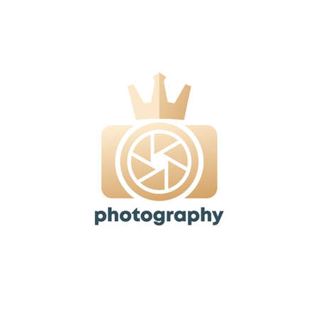 photography logo design with camera and crownのイラスト素材