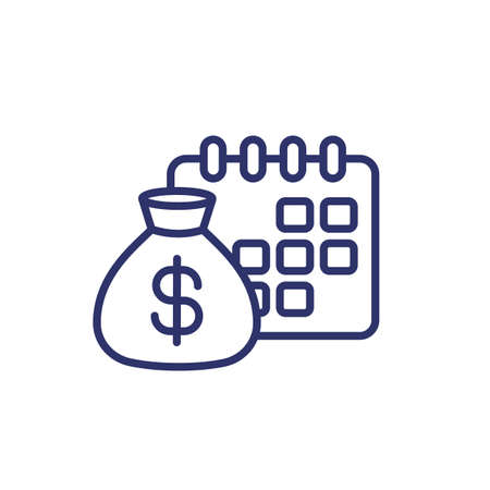 deposit period line icon, money and calendarのイラスト素材
