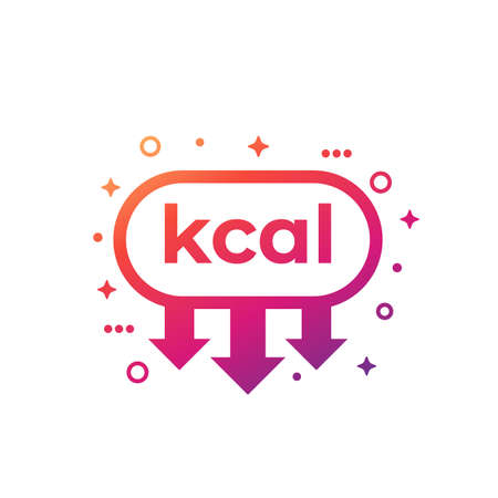 kcal, kilocalorie reducing icon, vector artのイラスト素材