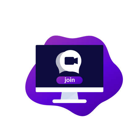 join video chat, vector iconのイラスト素材