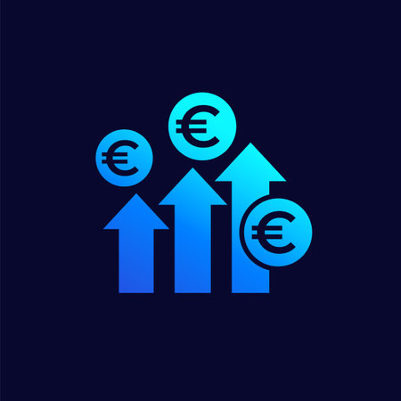 income growth or growing profit icon with euroのイラスト素材