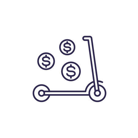 kick scooter for rent line iconのイラスト素材