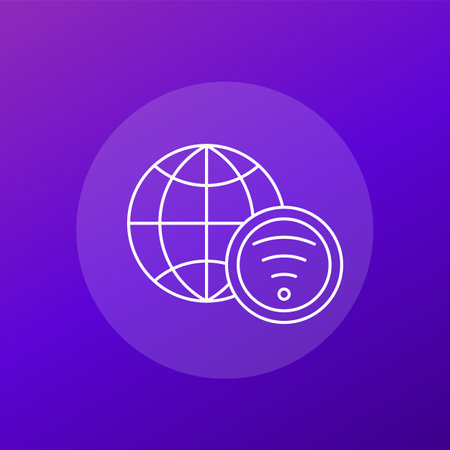 Wifi network icon, linear vectorのイラスト素材