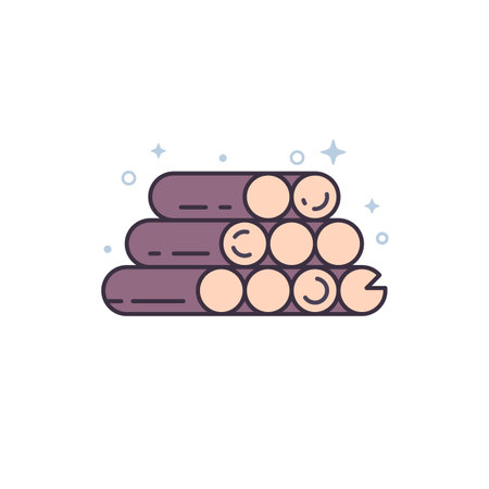 logs or woodpile icon with outline, vectorのイラスト素材