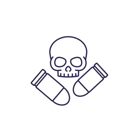 bullets and skull line iconのイラスト素材