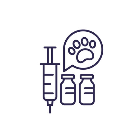 vaccination, vaccine for pets line iconのイラスト素材