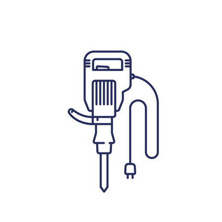 jackhammer line icon, electric power tool