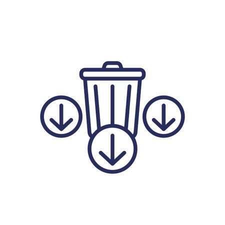 Reduce waste line icon with a trash bin and arrowsのイラスト素材