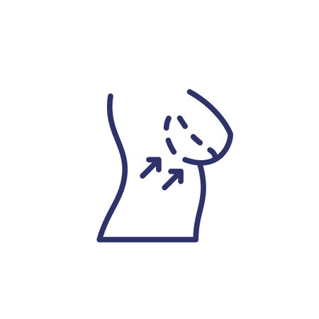breast implants line icon on whiteのイラスト素材